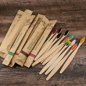 Flat Bamboo Toothbrush with Kraft Paper Bag - Eco-Friendly Oral Care Solution