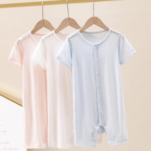 Bamboo Fiber Baby Jumpsuit - Thin Short Sleeve Summer Romper for Babies