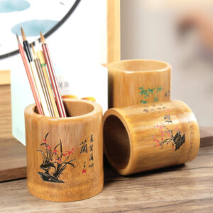 Bamboo Chopstick Holder & Pen Makeup Shelf - Versatile Brush Container and Tabletop Organizer for Home & Office Decor